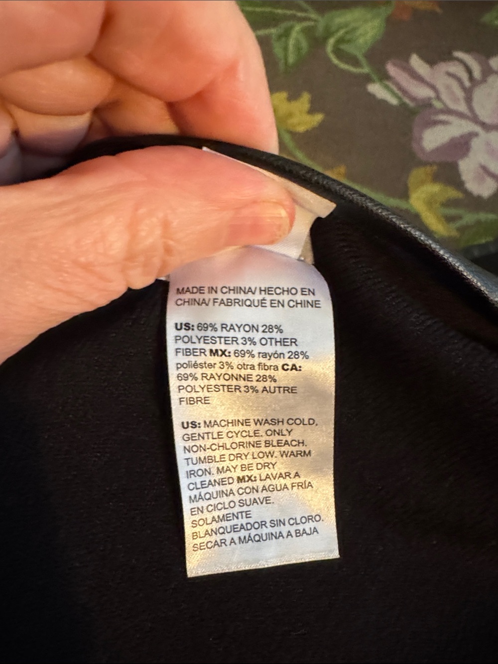 Chico's Bold Blue and Black Draped Poncho with White and Gray Accents - Picture 5 of 5